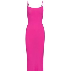 Skims Hot Pink Soft Lounge Long Slip Dress Size Small